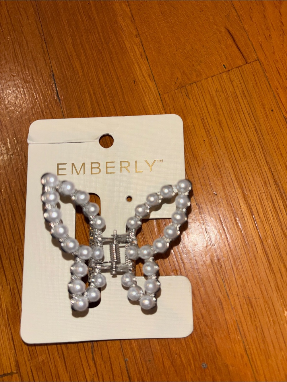 Emberly Pearl & Silver Butterfly Hair Clip - Small clip -New
